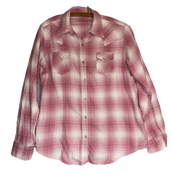 WRANGLER WOMANS M WESTERN Pearl SNAP SHIRT PLAID LONG SLEEVE Cowgirl Rodeo - Picture 1 of 9